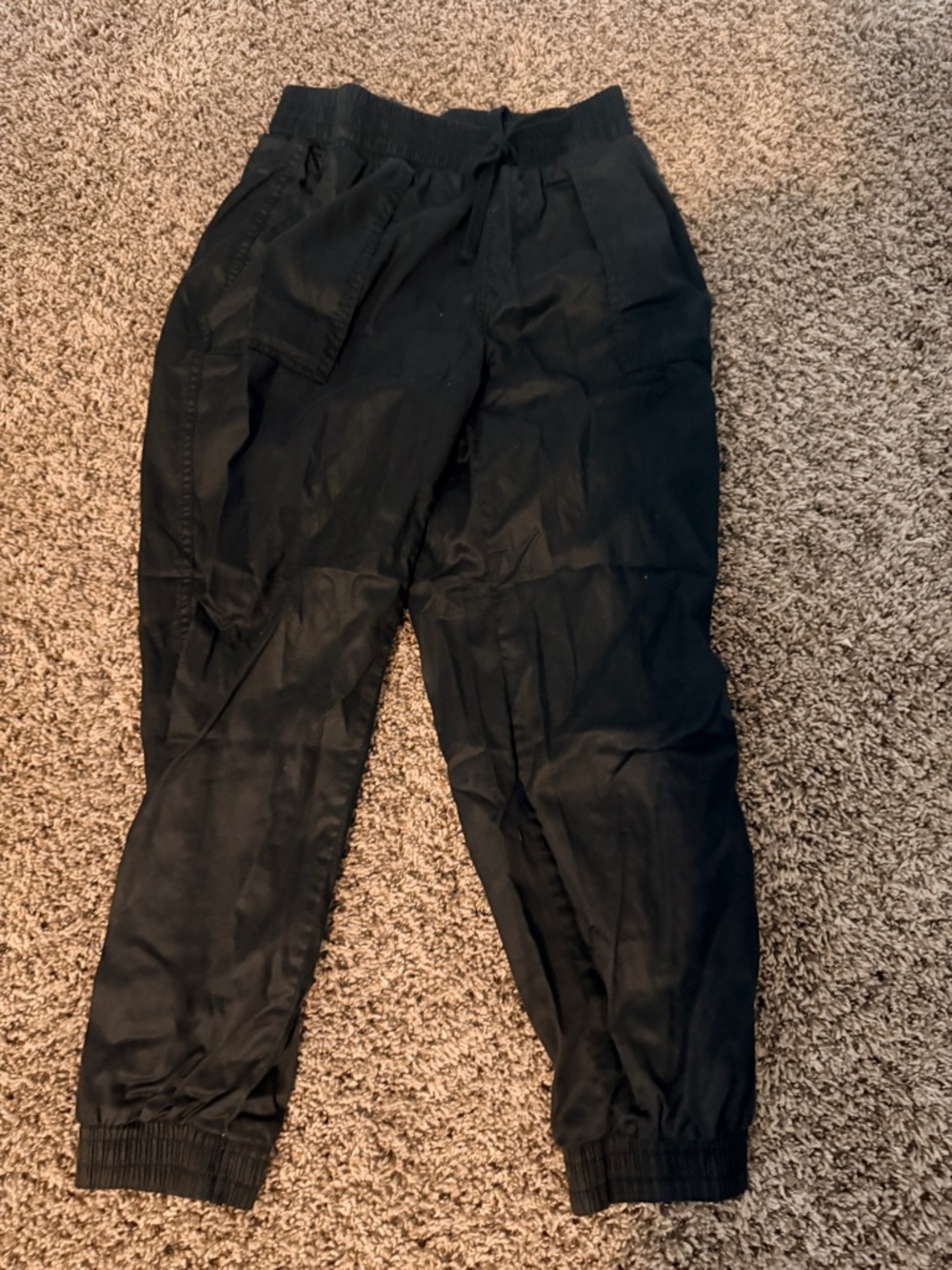 Black Jogger Pants - Elastic Waist & Cuffed Ankle